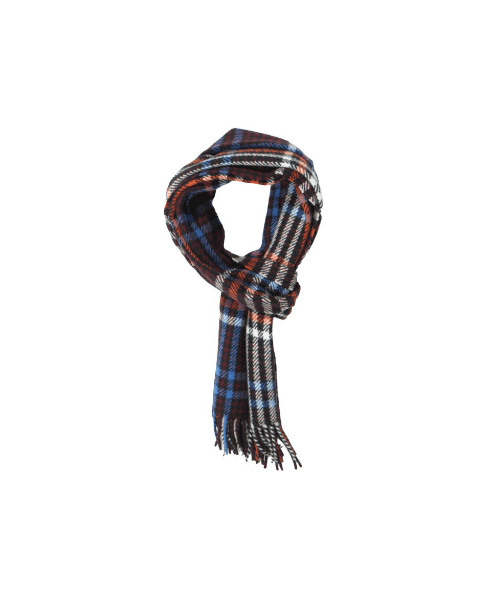 Crimson Tiger Sapphire Modern Tartan Cashmere Scarf - He Spoke Style Shop