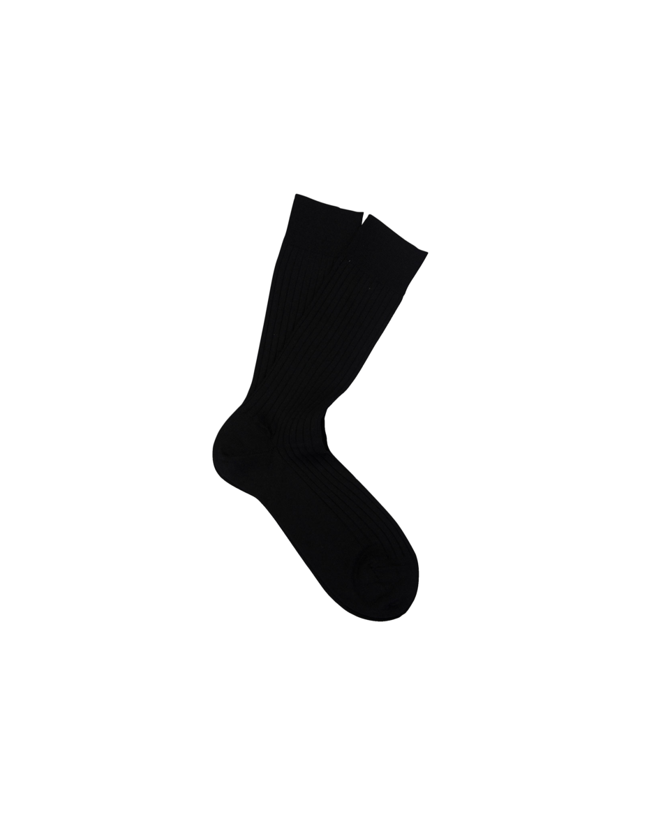 Extrafine Merino Ribbed Dress Socks Black - He Spoke Style Shop