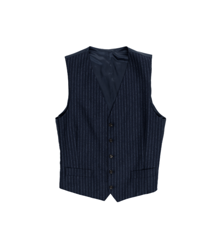 Navy Blue Flannel Narrow Chalk Stripe Vest - He Spoke Style Shop