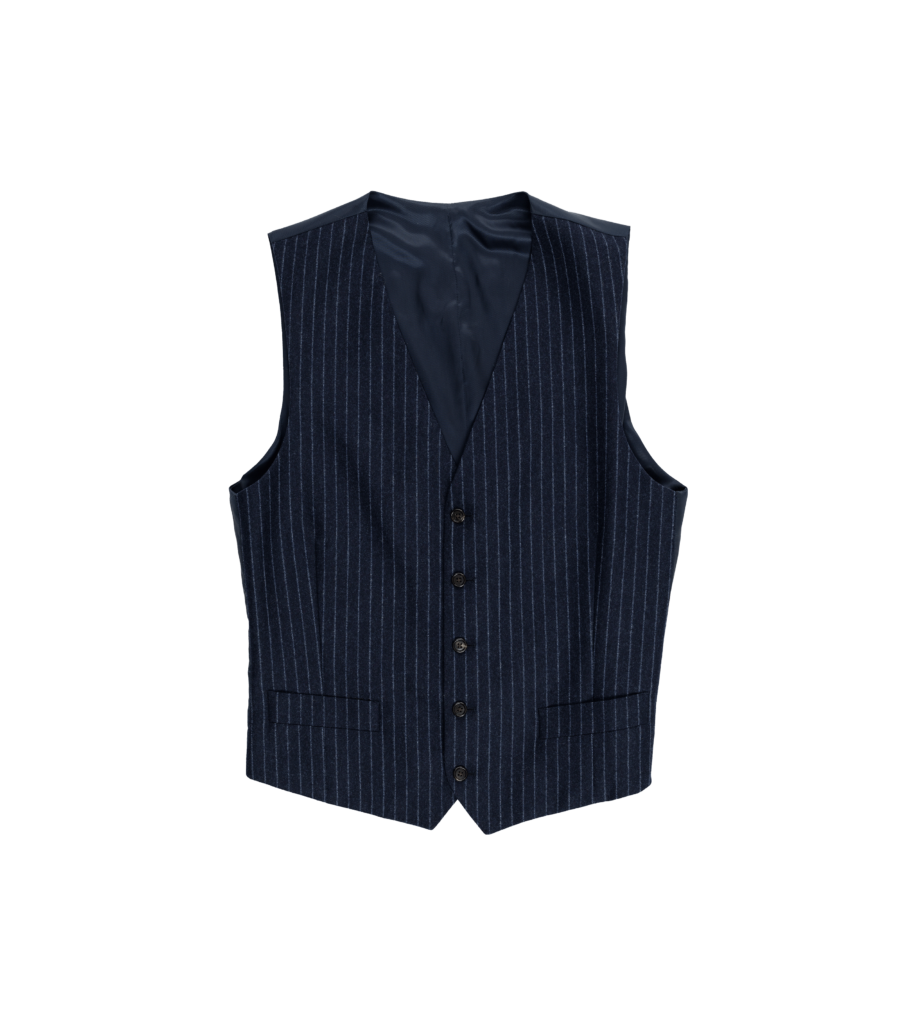 Navy Blue Flannel Narrow Chalk Stripe Vest | He Spoke Style