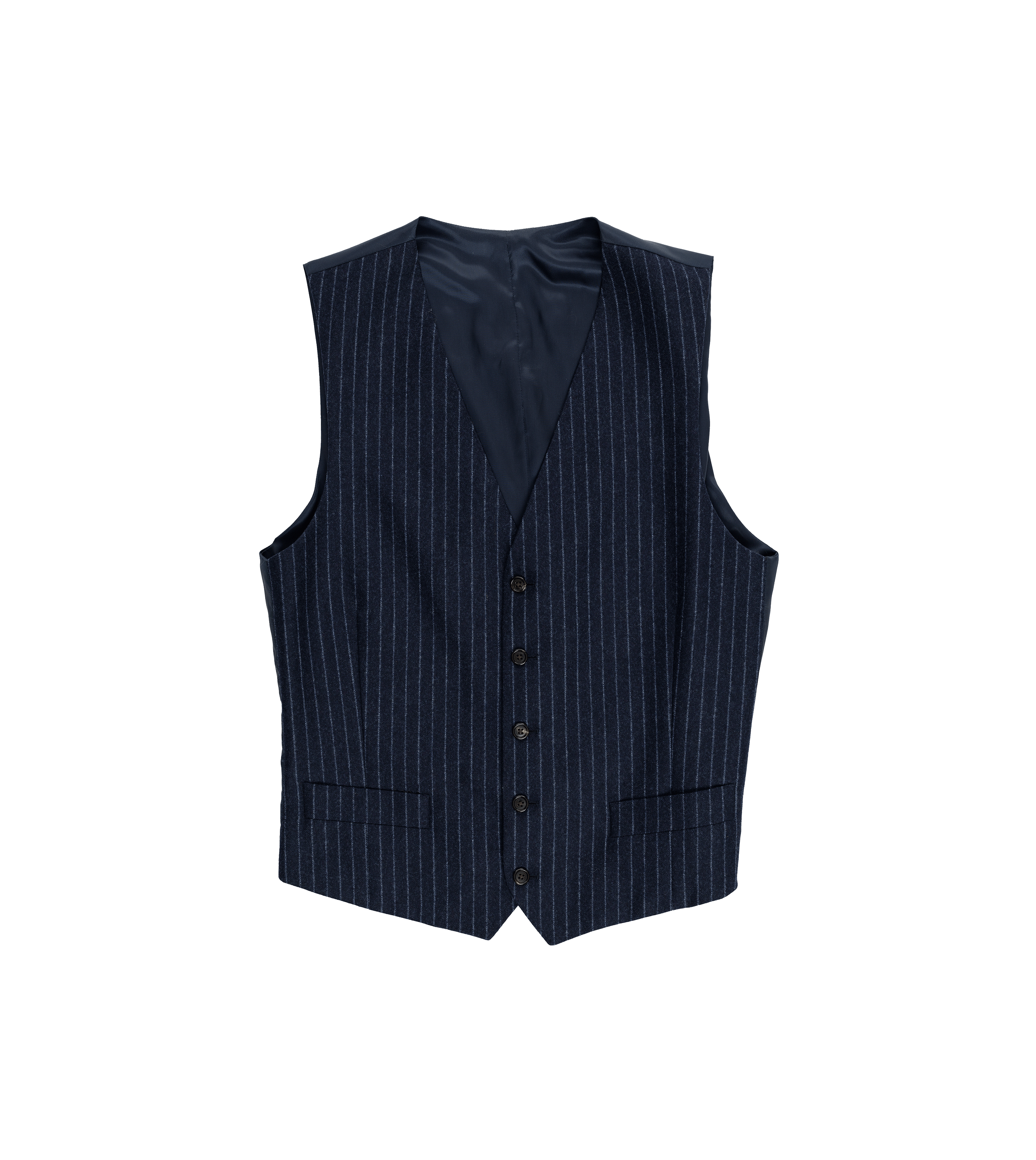 Navy Blue Flannel Narrow Chalk Stripe Vest | He Spoke Style