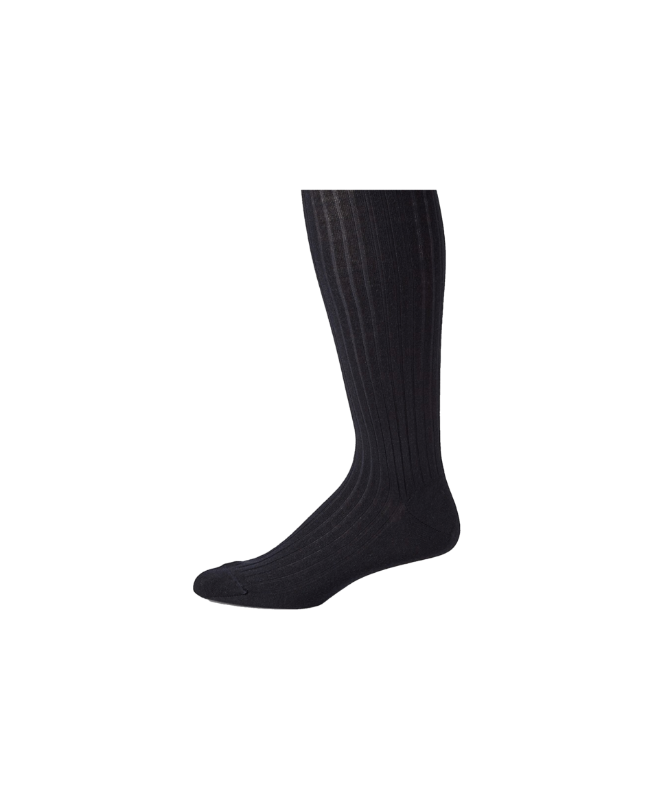 Navy Merino Ribbed Over The Calf Dress Socks - He Spoke Style Shop