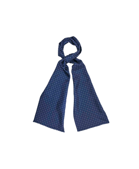 Navy Silk Scarf With White Dots - He Spoke Style Shop