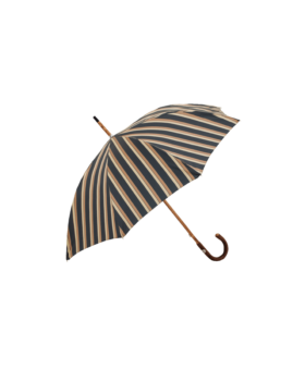 Passotti Ombrelli Navy, Tan Wide Multicolor Awning Stripe Umbrella With Solid Elm Handle - He Spoke Style Shop