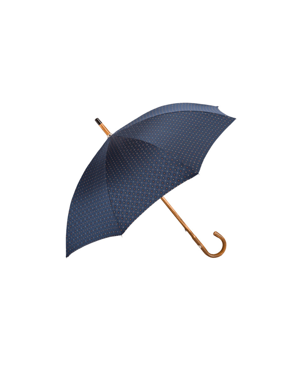 Passotti Ombrelli Navy Tie Print Umbrella With Solid Chestnut Handle - He Spoke Style Shop
