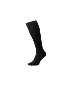 Pantherella Asberley Over-The-Calf Formal Silk Socks - Black - He Spoke Style Shop