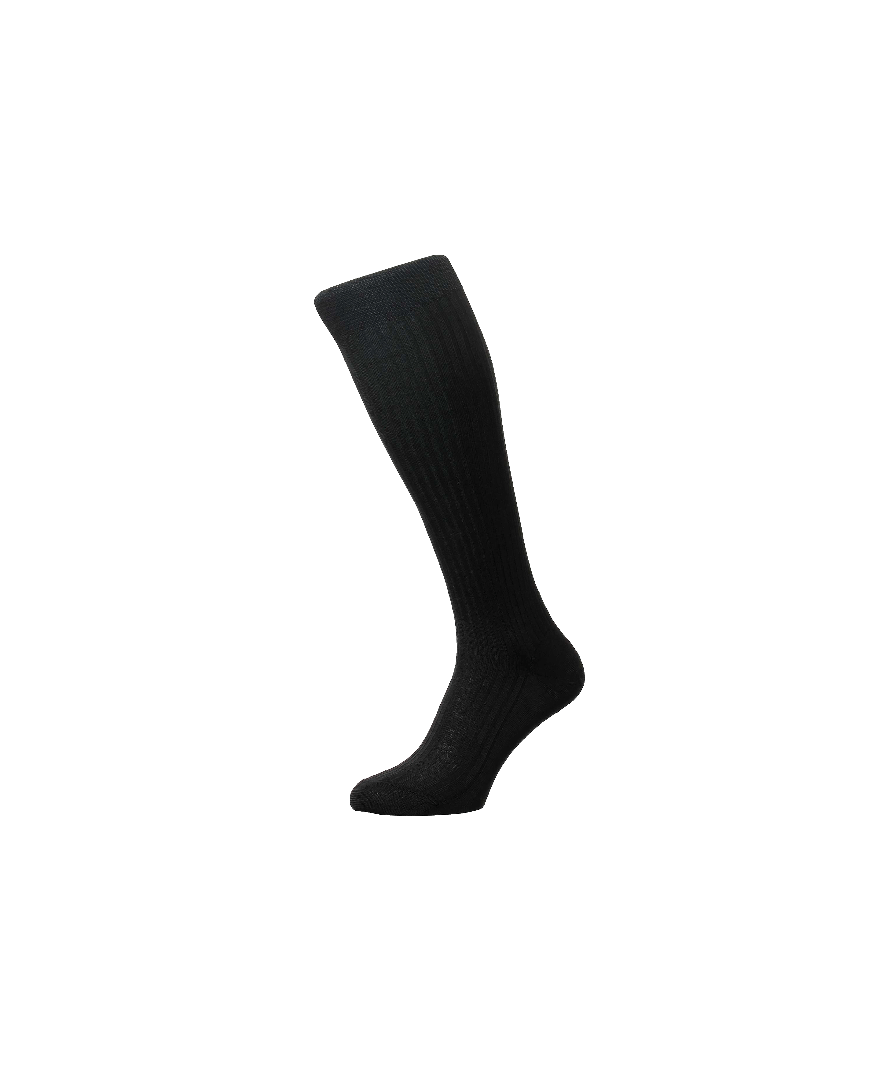 Pantherella Baffin Over-the-Calf Formal Silk Socks - Black (Large 11.5)