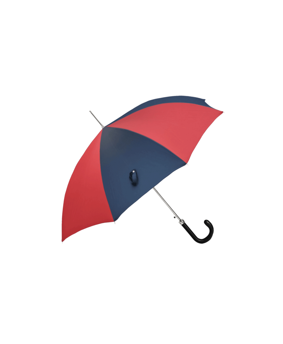 Passotti Ombrelli Red And Navy Panel Umbrella With Navy Padded Leather Handle - He Spoke Style Shop
