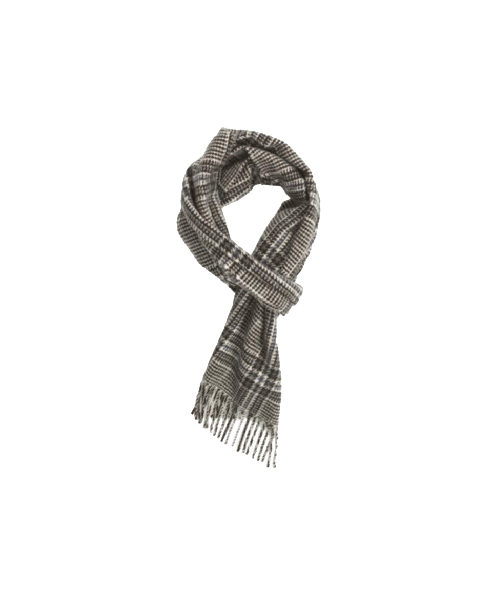 White Black Cobalt Tweed Cashmere Scarf - He Spoke Style Shop