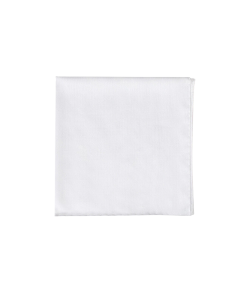 White Poplin Pocket Square – Luxurious 100% Cotton with Hand-Rolled Edges