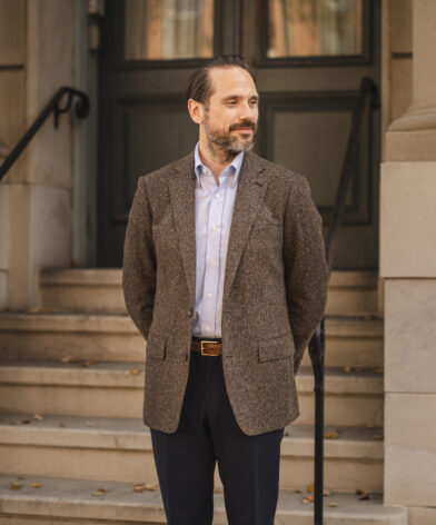 Best Tweed Sport Coat.Brown Tweed Sport Coat Outfit Idea With Navy Pants & OCBD | He Spoke Style