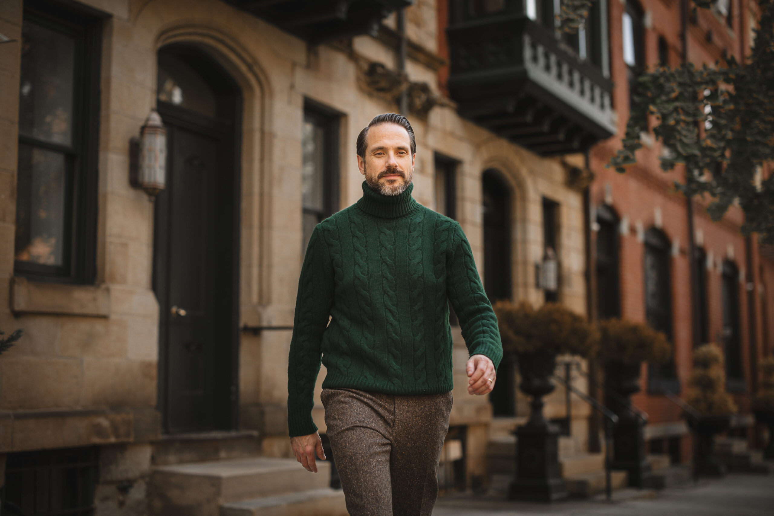 browntweedpantsoutfitideawithturtleneck He Spoke Style