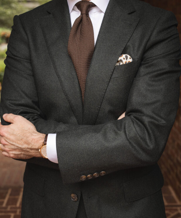Forest Green Flannel Suit with White Shirt and Brown Tie | He Spoke Style Forest Green Flannel Suit with White Shirt and Brown Tie | He Spoke Style