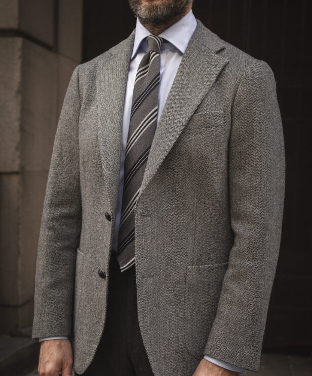 Gray Tweed Sport Coat Business Casual Outfit With Tie | He Spoke Style