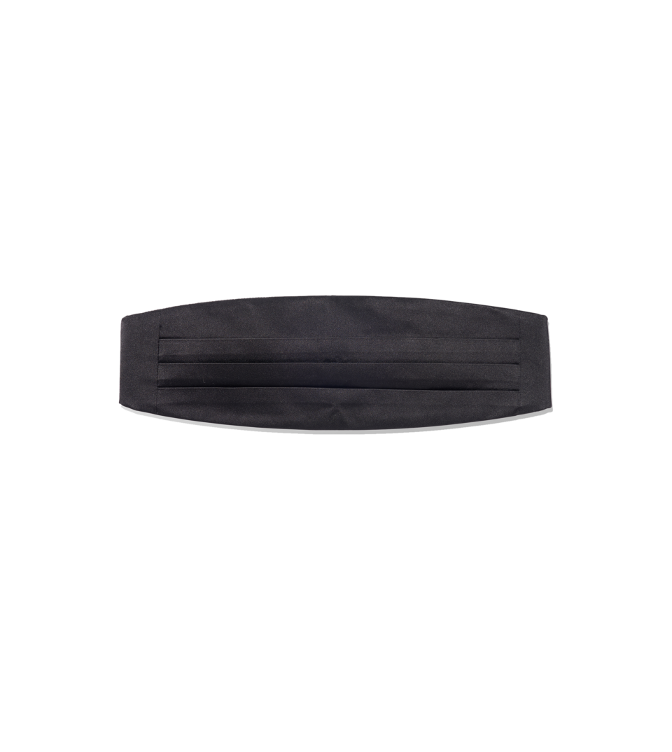 Front view of Black Silk Cummerbund – Custom Fit by He Spoke Style