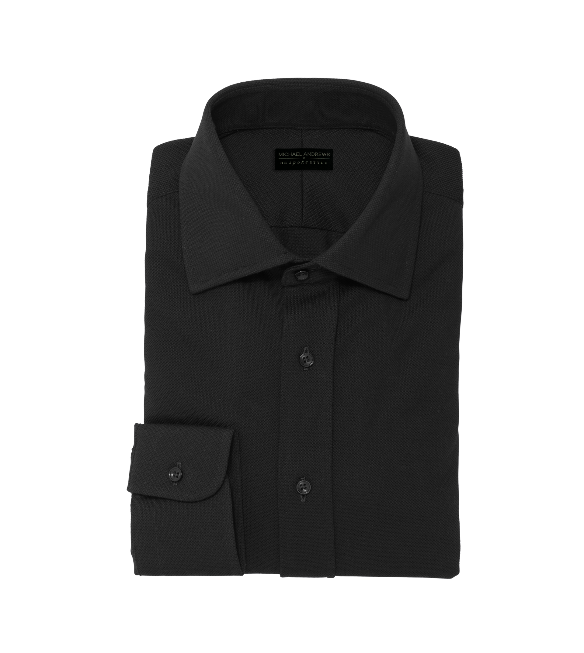 Black Cotton Pique Knit Dress Shirt | He Spoke Style