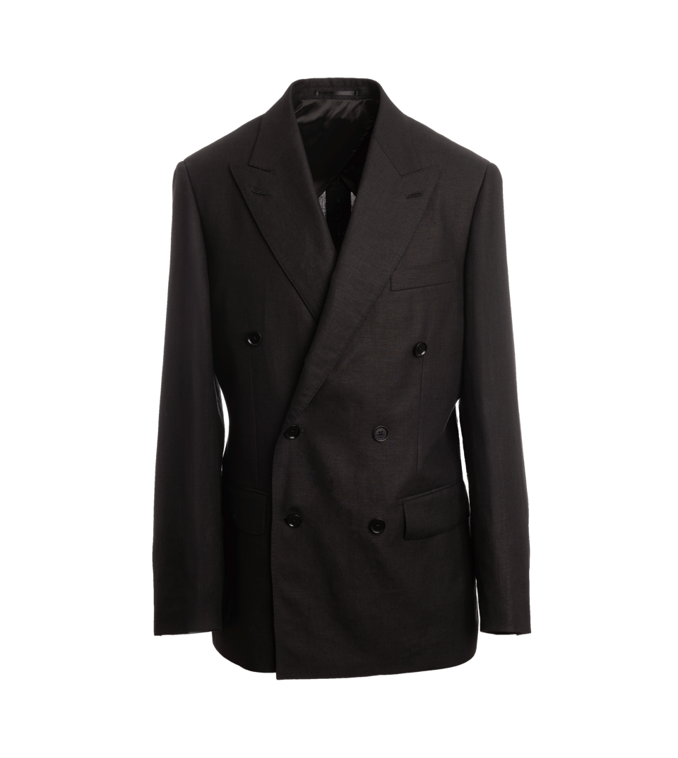 Black Double-Breasted Linen Suit | He Spoke Style