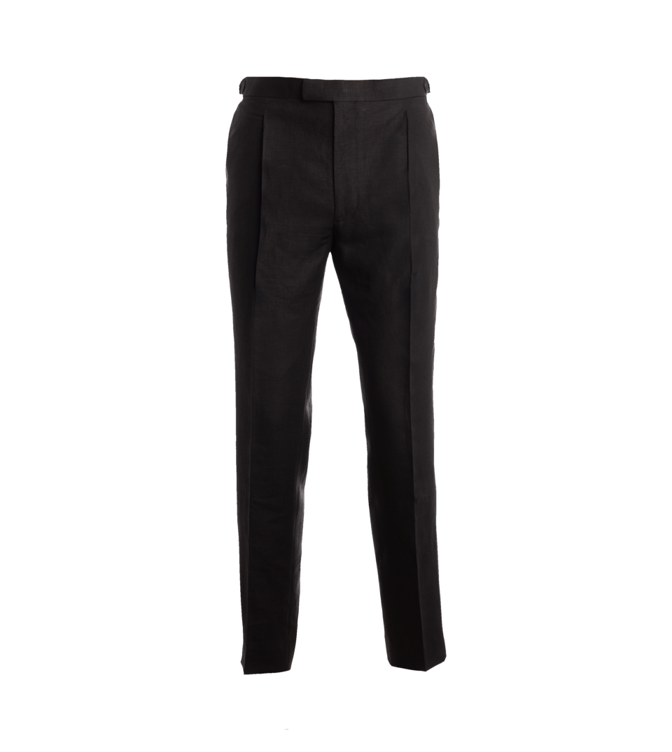 Black Solid Linen Suit Pants | He Spoke Style