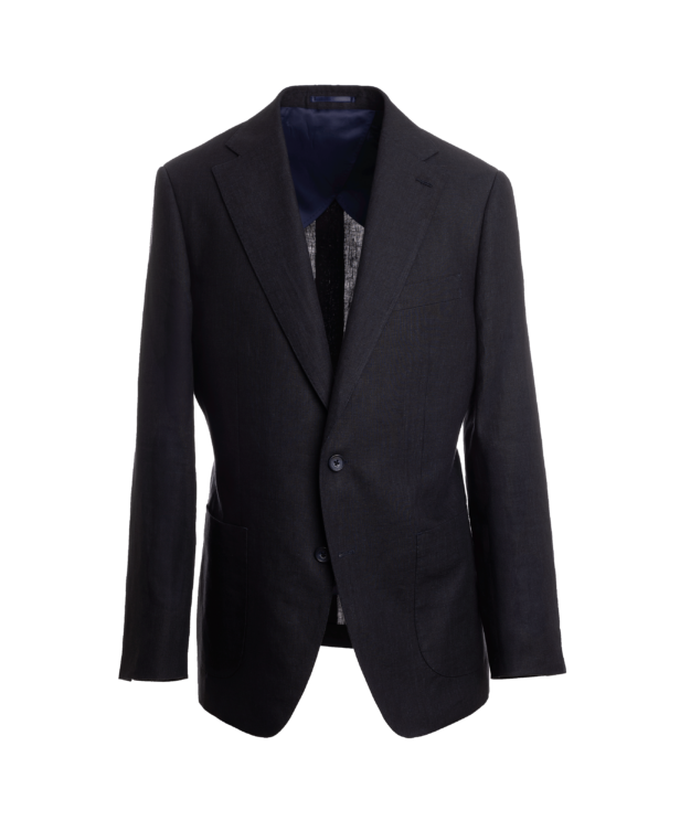 Navy Blue Linen Suit Jacket – Custom Fit by He Spoke Style