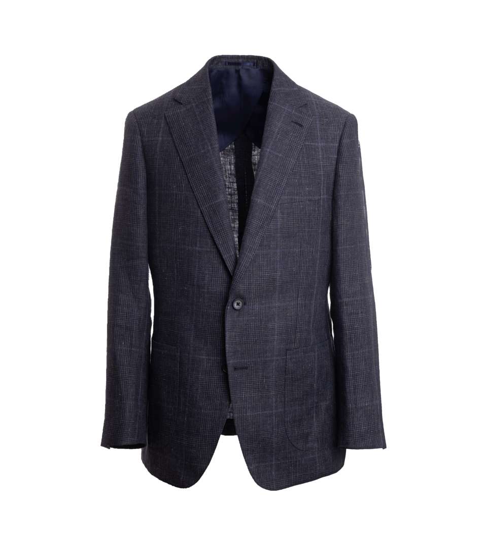 Slate Blue Glen Plaid Linen Sport Coat – Custom Fit by He Spoke Style
