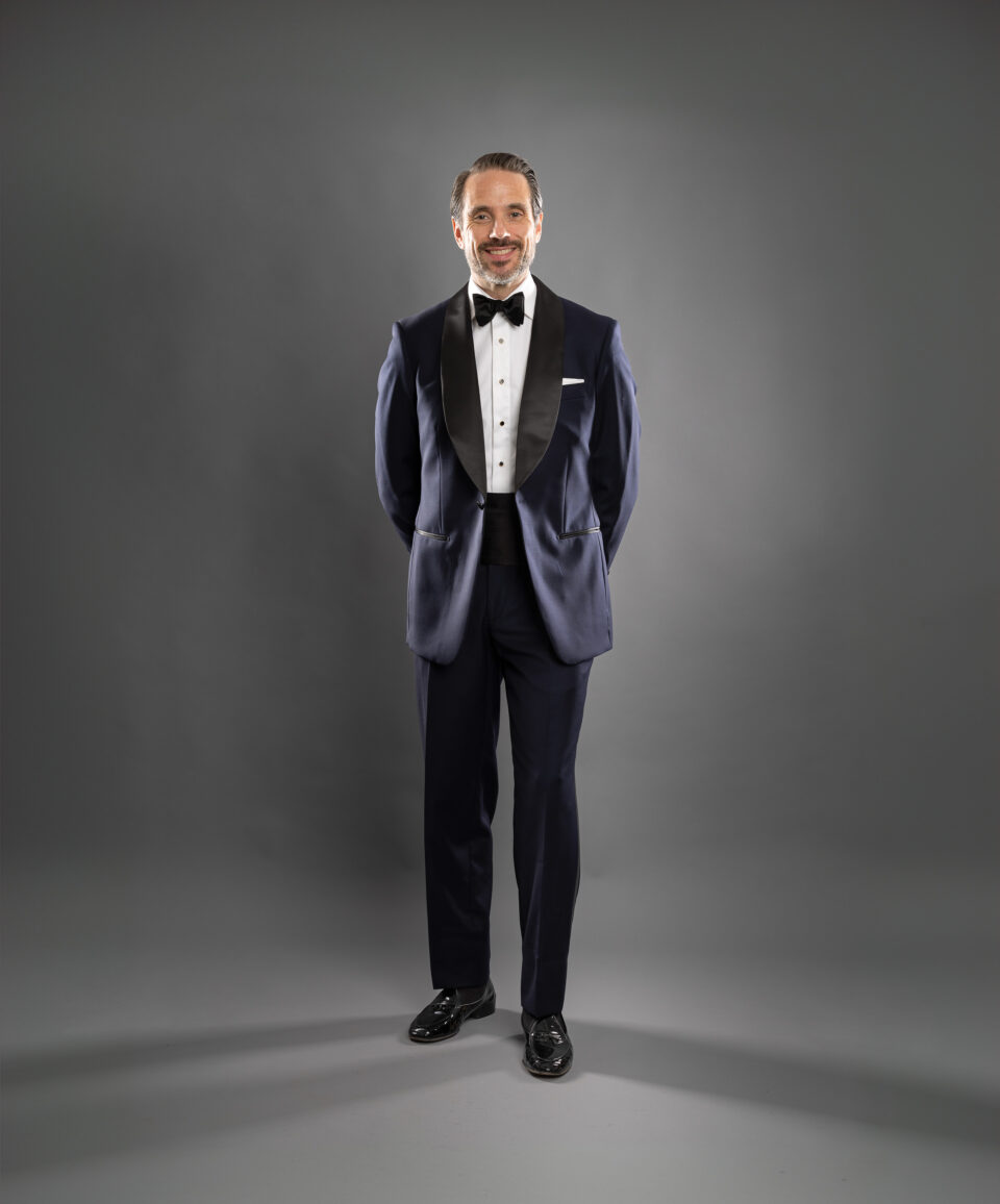 Model Wearing Midnight Blue Tuxedo – Polished & Refined Formal Look