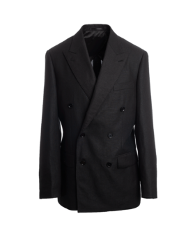 Black Double-Breasted Linen Suit Jacket – Custom Fit by He Spoke Style