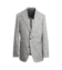 Light grey hopsack sport coat with notch lapels and patch pockets, on a black background