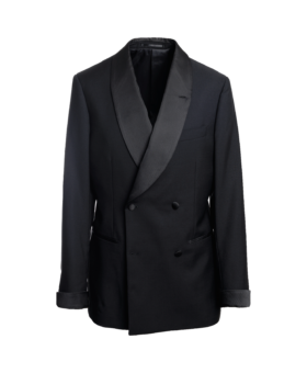Black Wool Mohair Barathea 4×2 Tuxedo Jacket - He Spoke Style