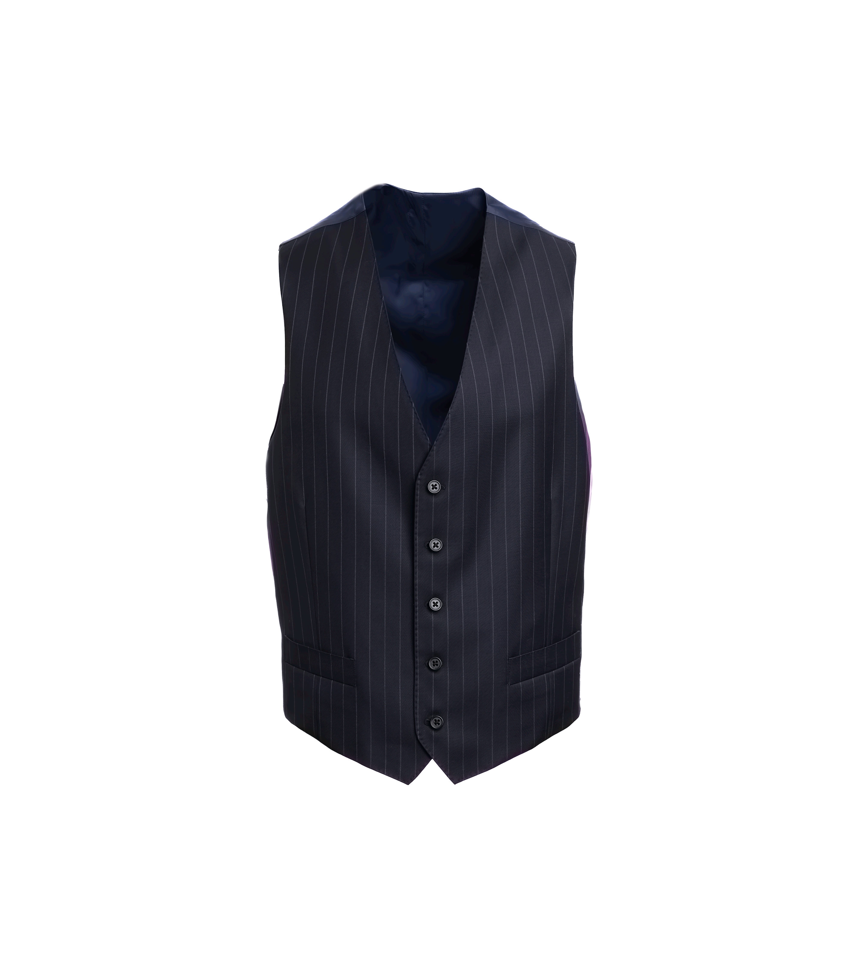 Dark Navy Blue Pinstripe Suit Vest Power Look | He Spoke Style